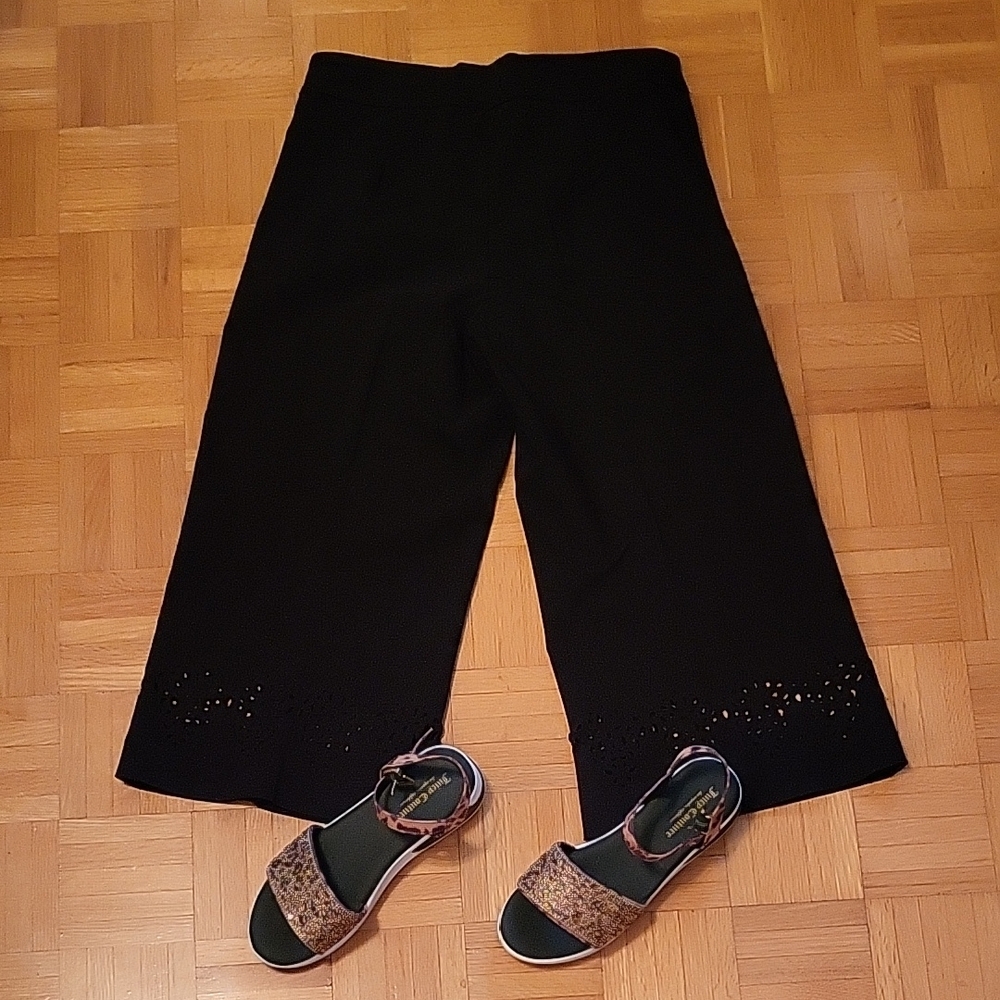 NEW Cleo Black Cropped Culotte Pants for Office or Casual, Intricate Cutwork, 6P - Picture 10 of 13